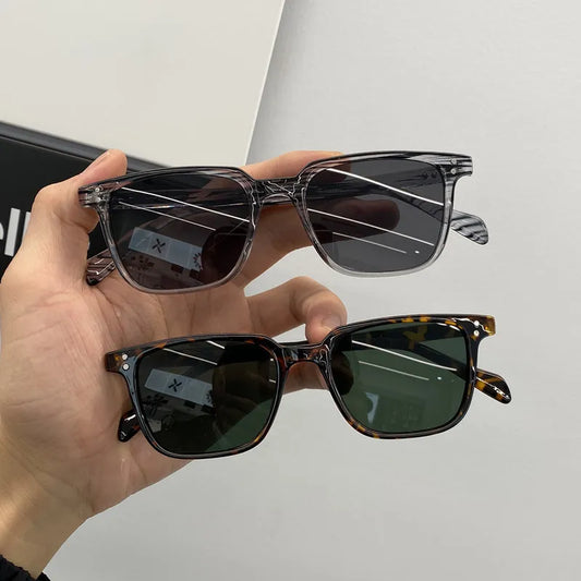 Leopard Dark Green Square Sunglasses for Men