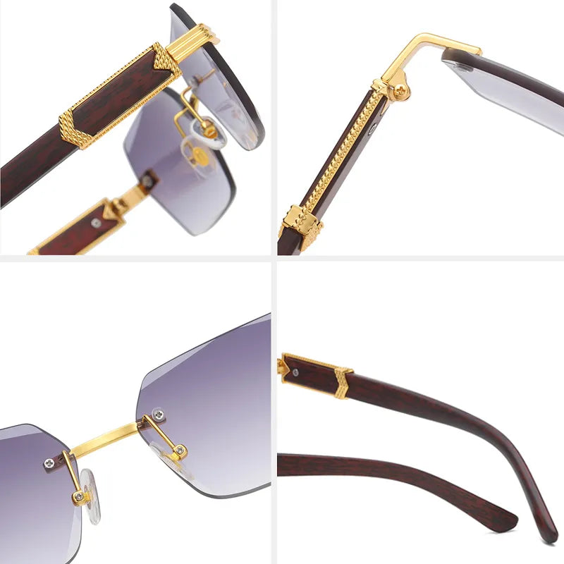 Luxury Rimless Square Sunglasses for Men and Women